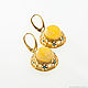 Заказать Серьги с балтийским янтарём и голубыми кристаллами Swarovski. Baltic Gold. Ярмарка Мастеров. . Серьги классические Фото №3