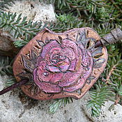 Украшения handmade. Livemaster - original item Pin-brooch made of Pink leather. Handmade.