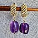 Серьги с Аметистом, Серьги классические, Краснодар,  Фото №1