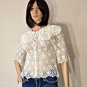 Одежда handmade. Livemaster - original item Silk blouse with a fluffy collar. Handmade.