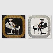 Decorative wall plate Interior Lovers in Art Deco style