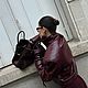 Бомбер бордо из натуральной кожи burgundy. Бомберы. YANA KRAFT BRAND. Ярмарка Мастеров.  Фото №14