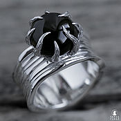 Серебряное кольцо с флюоритом и сапфирами