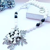 Украшения handmade. Livemaster - original item Necklace with white agate and lava. Handmade.