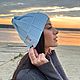 Заказать  Шапка AMORE , голубая и светлый беж. COCCON. Ярмарка Мастеров. . Шапки Фото №3