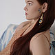 Long asymmetrical earrings with a bell blue. Earrings. Arsenteva. Online shopping on My Livemaster.  Фото №2