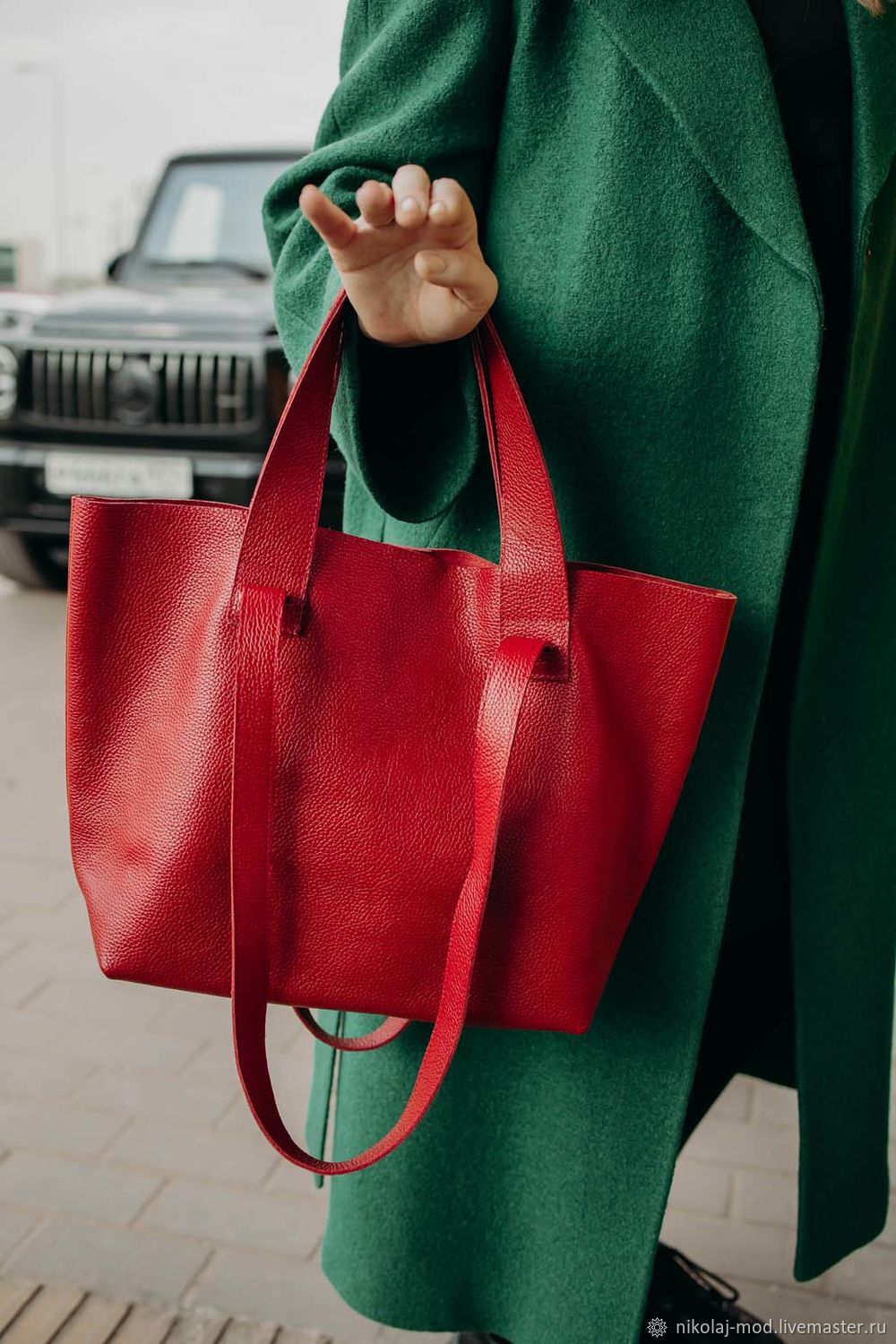 Сумка женская шоппер на плечо из натуральной кожи ручной работы в ...