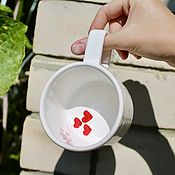 Посуда handmade. Livemaster - original item Cup with 3 hearts on the bottom White smooth mug to order. Handmade.