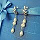 Pearl earrings for bride. Earrings. Кристальная веточка - Crystal twig (Crystal-twig). My Livemaster. Фото №6