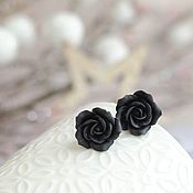 Украшения handmade. Livemaster - original item Handmade Black Rose Stud Earrings. Handmade.