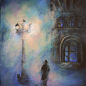 Картины и панно handmade. Livemaster - original item Paintings: landscape of the night city lantern LONDON FOG. Handmade.