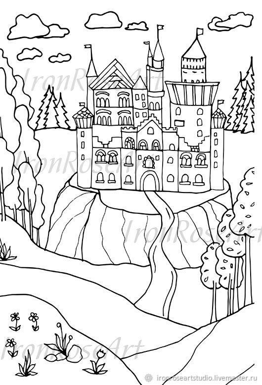 Замок средневековья раскраска