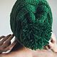 Зелёная шапка с помпоном, объемная, с отворотом, вязаная, женская. Шапки. Всё Связано. Интернет-магазин Ярмарка Мастеров.  Фото №2