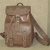 Men's leather messenger shoulder bag with textiles SAMSON in military style