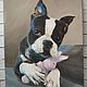 Oil painting in frame. Portrait of a Boston Terrier dog. Pictures. Verana-art. My Livemaster. Фото №4