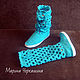 Knitted shoes. Summer knitted boots 'Turquoise mood', High Boots, Irkutsk,  Фото №1