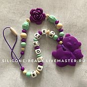 Именные слингобусы с силиконовой игрушкой-грызунком "Мишки", Слингобусы, Новосибирск,  Фото №1