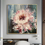 Картины и панно handmade. Livemaster - original item Pink Peony Oil Chic interior peony in the living room. Handmade.