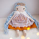 Кукла с голубыми волосами текстильная, Будуарная кукла, Санкт-Петербург,  Фото №1