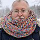 Радужный снуд крупной вязки в два оборота. Снуды. IRINA GRUDKINA Handmade Knitwear. Ярмарка Мастеров.  Фото №6