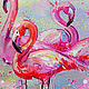The picture Flamingo 60 x 80 cm 'Sparks of Happiness' oil on canvas. Pictures. Multicolor Gallery. My Livemaster. Фото №5