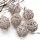 Set of 6 pieces of openwork Easter eggs of flax color 6 cm, Interior elements, Moscow,  Фото №1