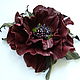 Order Leather flowers. Decoration brooch hairpin CHERRY. Burgundy flower. Irina Vladi. Livemaster. . Brooches Фото №3
