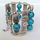 Bracelet in Oriental style, ethnic, Ottoman of accessories for old vintage silver.Color - turquoise. Expensive, unusual gift for stylish women.