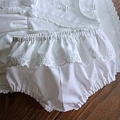Одежда детская handmade. Livemaster - original item Panties over diaper. Bloomers with lace are white.. Handmade.
