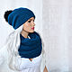 Order Knitted hat women's Snood set ' on the Crest of the Wave'. Natalie Wool -Art. Livemaster. . Headwear Sets Фото №3