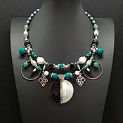Украшения handmade. Livemaster - original item Necklace with agate, obsidian and hematite. Handmade.