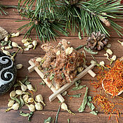 Сувениры и подарки handmade. Livemaster - original item Natural herbal tea Pine buds, mint, jasmine, saffron, 90 gr. Handmade.