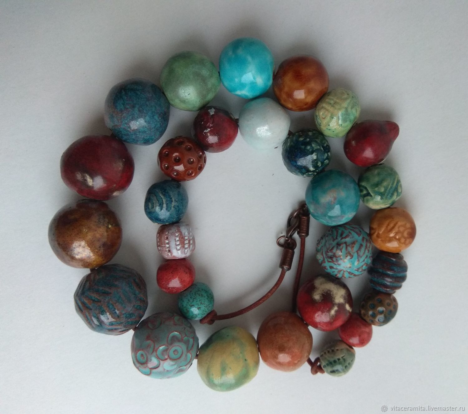 Бусы керамические "Теплая осень" в интернет-магазине Ярмарка Мастеров ...