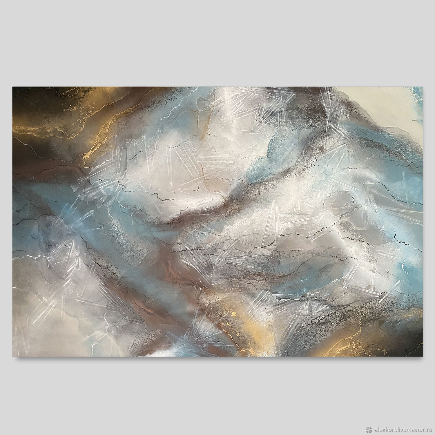 Большие картины Картина Синее Небо Абстракция с золотом на холсте в интернет-магазине Ярмарка Мастеров по цене 40800 ₽ – SI3IERU