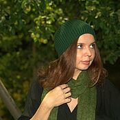 Аксессуары handmade. Livemaster - original item Caps: Knitted beanie hat made of merino green hat. Handmade.