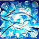 New year PRICE 1650 RUB!!! the girl Handmade Hand painted Blue Buy batik scarf, Buy silk scarf shawl, Buy a gift for Women scarf Sea Shells Beach Waves Batik for a gift Scarf
