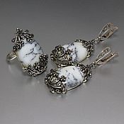 Украшения handmade. Livemaster - original item Earrings and ring Glyceria with moss agates made of 925 DD0028 silver. Handmade.