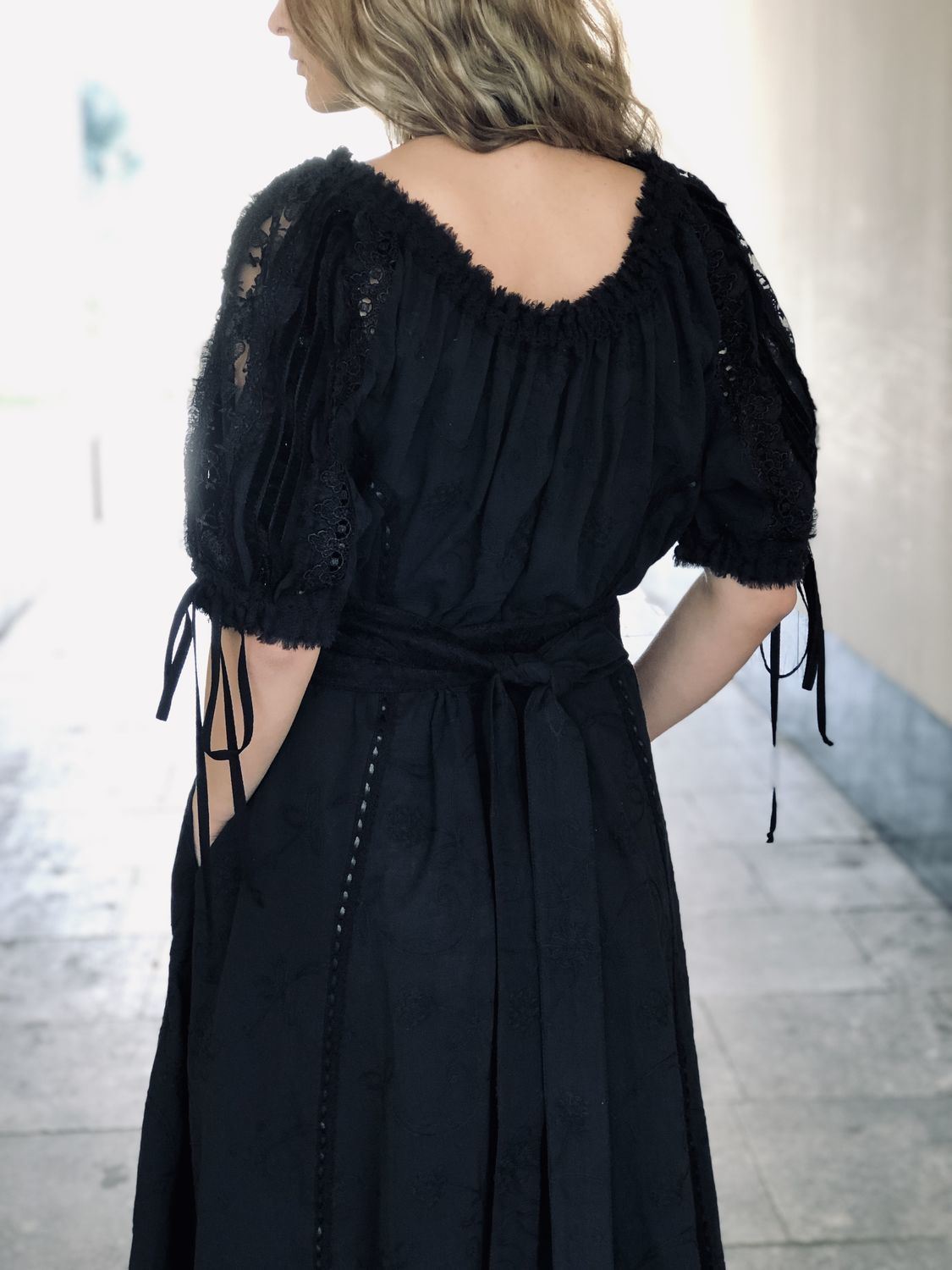 Cotton dress summer black boho Arabella 