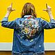 Painting jeans. Jacket with Basquiat print. Outerwear Jackets. nataliadenimart. My Livemaster. Фото №6