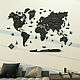 Деревянная Карта мира на стену черная 100х60 см CraftBoxUA, Карты мира, Днепр,  Фото №1