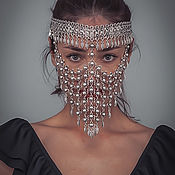 Одежда handmade. Livemaster - original item Veil mesh on the face mask silvered. Handmade.