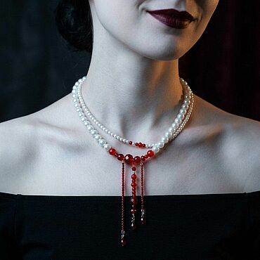 Украшения ручной работы. Ярмарка Мастеров - ручная работа Колье Vampire Kiss, Поцелуй вампира, Кровавое колье. Handmade.