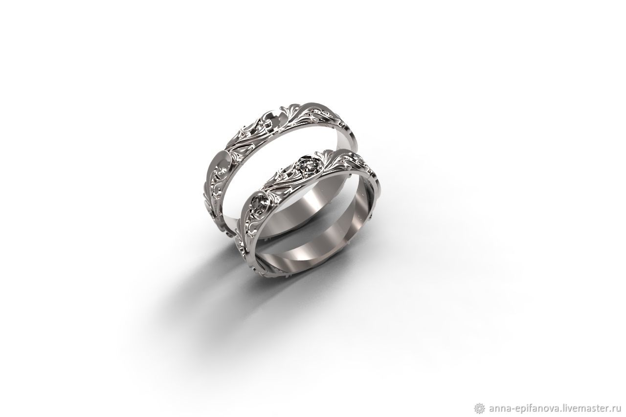 Paired wedding rings with patterns, silver (Ob27), Engagement rings, Chelyabinsk,  Фото №1
