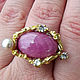 Ring 'Dolce' with natural ruby, Topaz and pearls. Rings. SELENA. My Livemaster. Фото №5