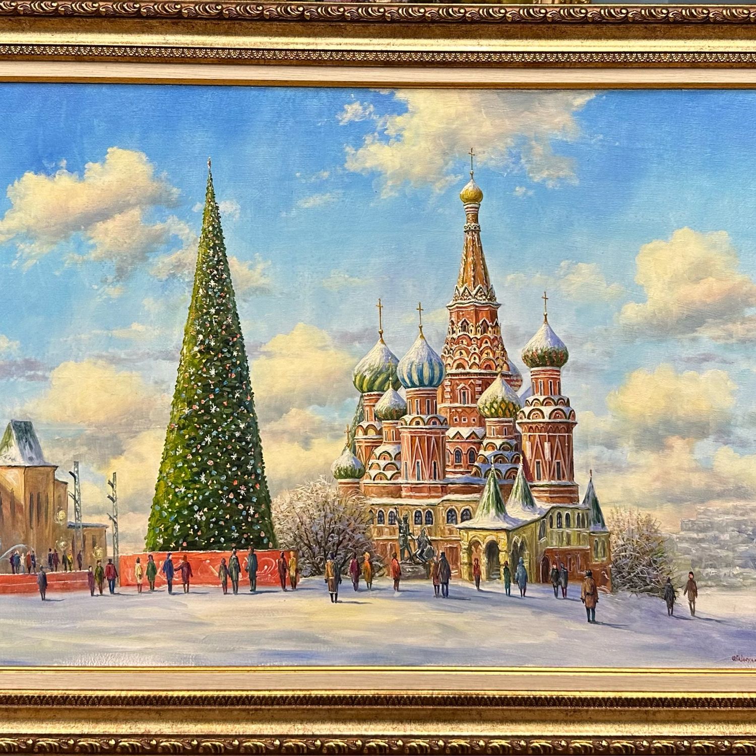 Картина маслом на холсте «Храм Василия Блаженного зимой» 50х70 в ...