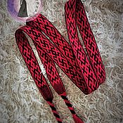 Русский стиль handmade. Livemaster - original item Belt of England in a black-and-red vyazi. Handmade.