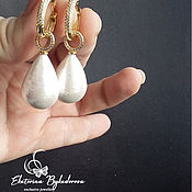 Украшения handmade. Livemaster - original item Classic earrings: with white cotton pearls. Handmade.
