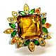 The ring of Prestige with a natural citrine with chromediopsides, Rings, Novaya Usman,  Фото №1