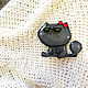 Order Brooch 'Gray disgruntled cat with a bow funny gray'. greenfox-23. Livemaster. . Brooches Фото №3