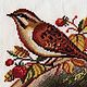 Вышитая картина Овсянка (из серии Певчие птицы), общий вид